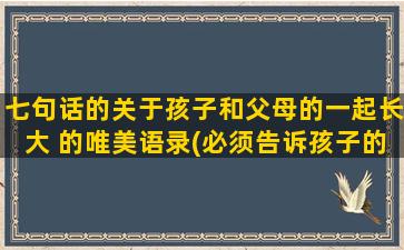 七句话的关于孩子和父母的一起长大 的唯美语录(必须告诉孩子的七句话)